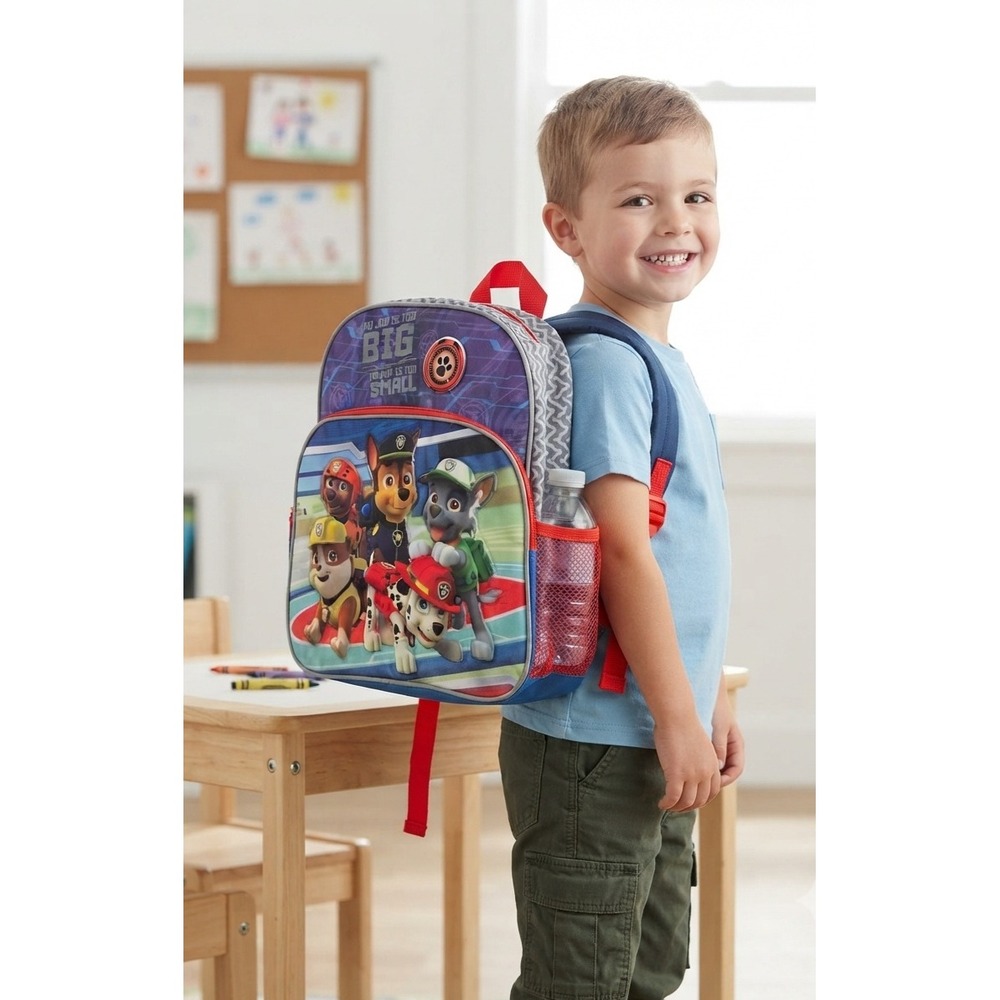 Paw Patrol Kids Backpack Blue Red No Job Is Too Big School Bag 15 Inch